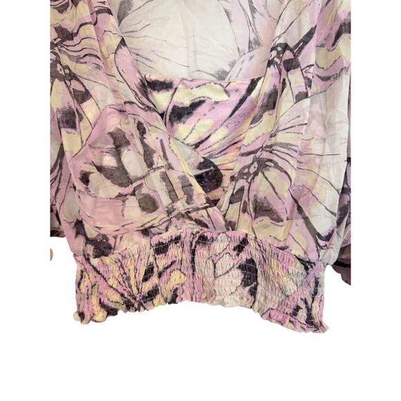 BY ANTHROPOLOGIE Sheer Peasant Top Light Purple Motif Sz Small $98 MSRP Romantic - Picture 4 of 14